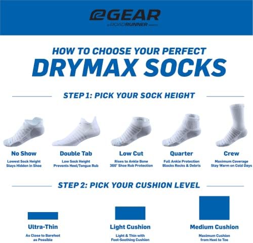 R-Gear Drymax אין הצגה של גרביים לגברים ונשים, כרית קלה | נשימה, בקרת לחות ואנטי שלפוחית ​​| L, לבן, 3 חבילה